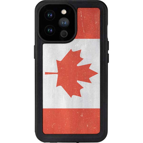 Canada Flag Distressed iPhone 14 Pro Max Waterproof Case